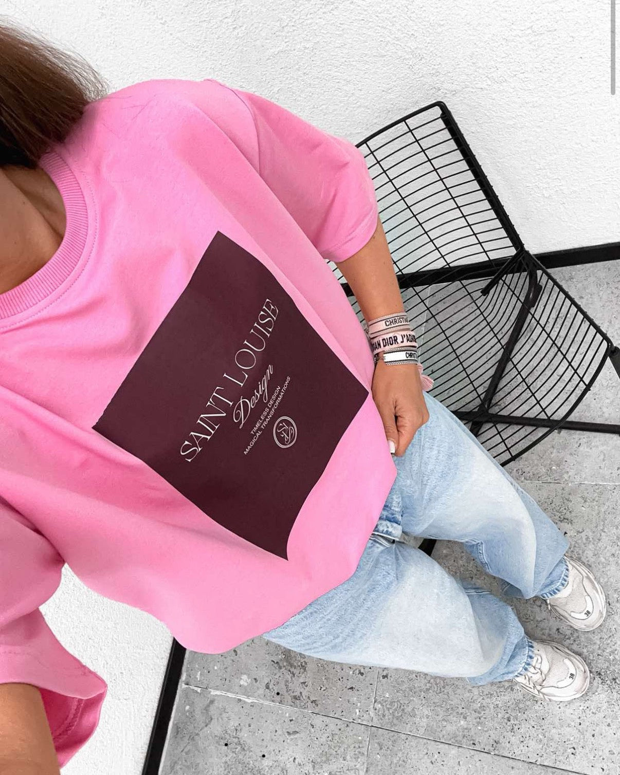 T-shirt damski oversize z nadrukiem bawełna