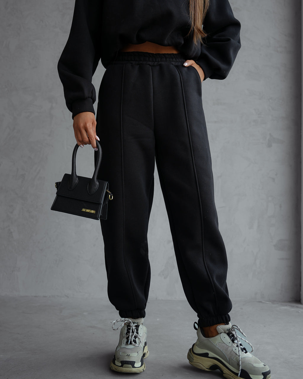 Komplet dresowy bawełniany ocieplany czarny 