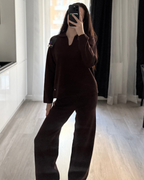 Miękki komplet sweterkowy damski - pełna stylizacja