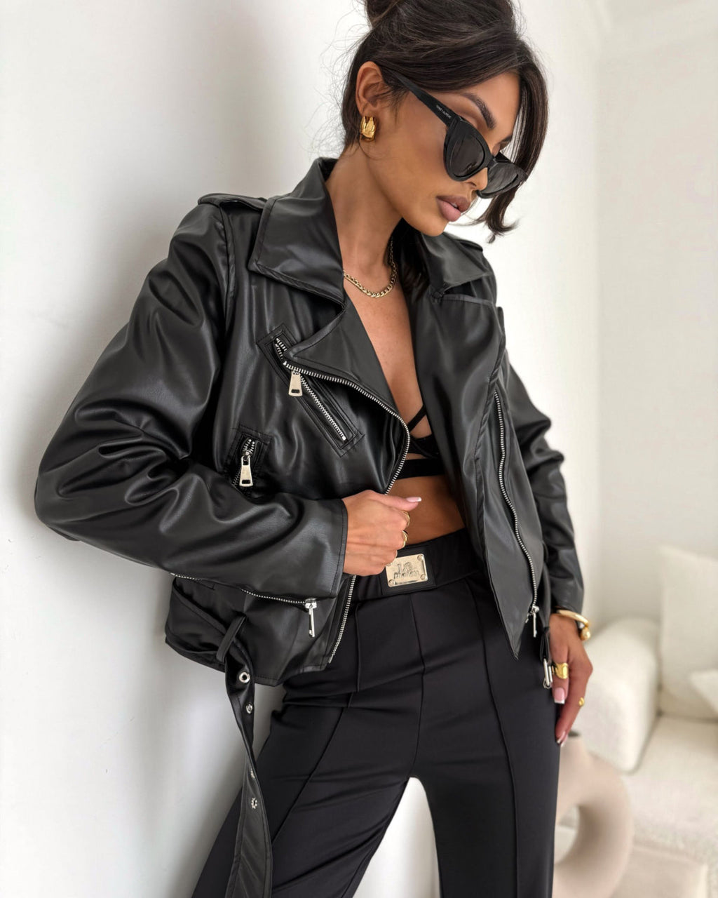 Kurtka motocyklowa damska czarna butik