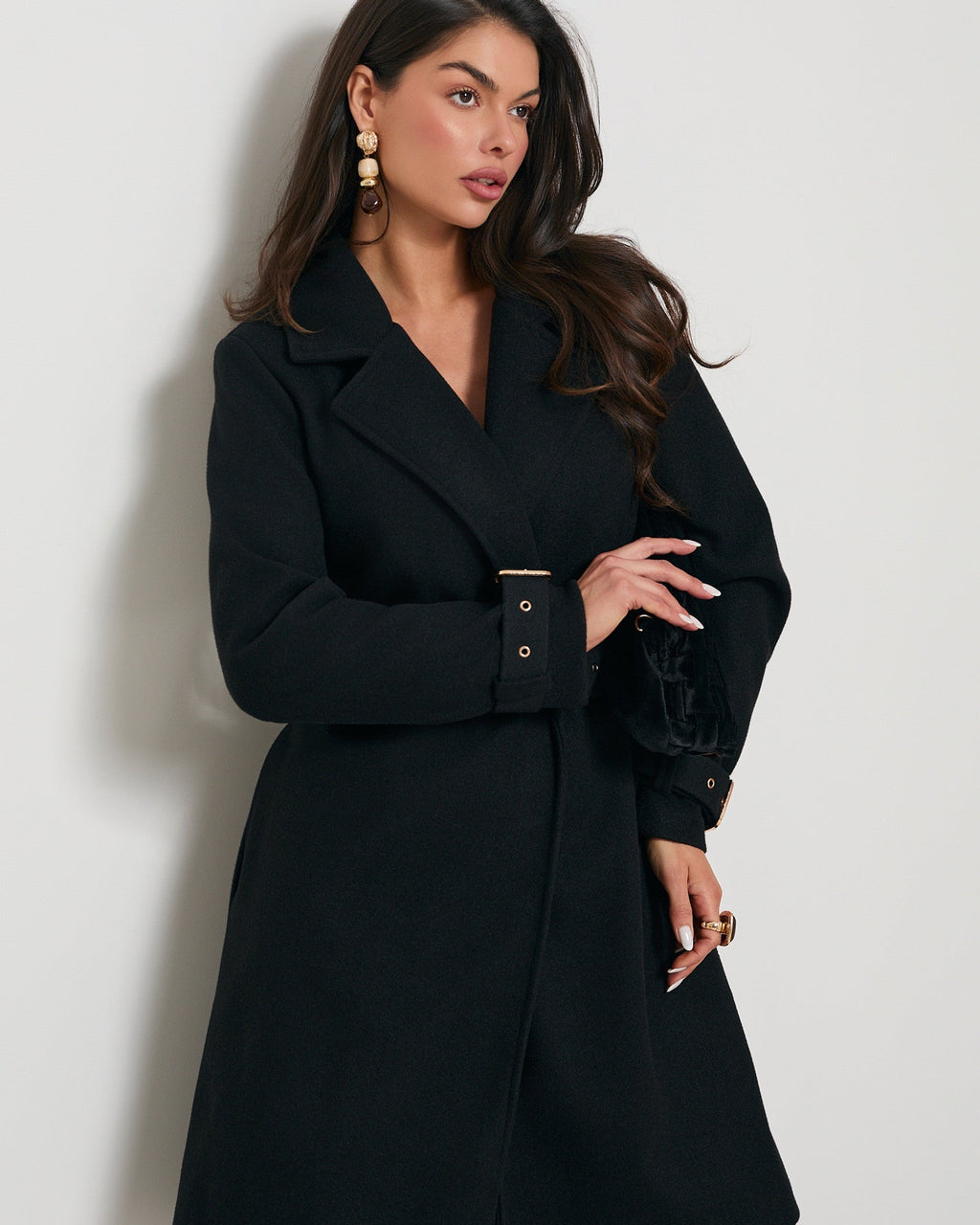 Premium płaszcz z klamrą - moda damska