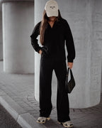 Komplet sweterkowy z kołnierzykiem czarny