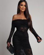 Sukienka maxi z odkrytymi ramionami - elegancki krój uniwersalny rozmiar