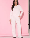 Komplet wiskozowy pudrowy róż - bluza oversize i spodnie dresowe damskie - Lavero Boutique
